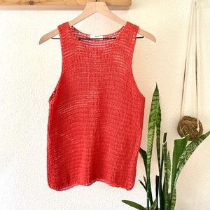 Mikoh coral loose weave tank top